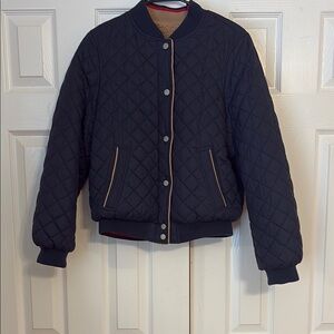 Navy Quilted Bomber Jacket